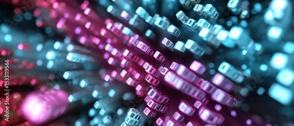Fototapeta Magenta and cyan cuboid formations radiate