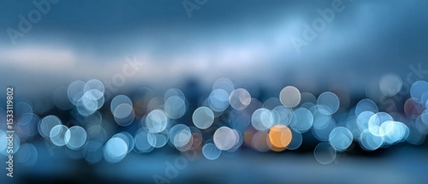 Fototapeta Sparkling city lights shimmer in bokeh
