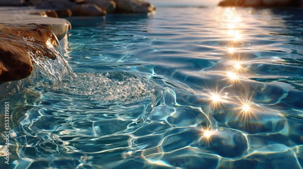 Fototapeta Sparkling tranquility waterfall caresses turquoise water