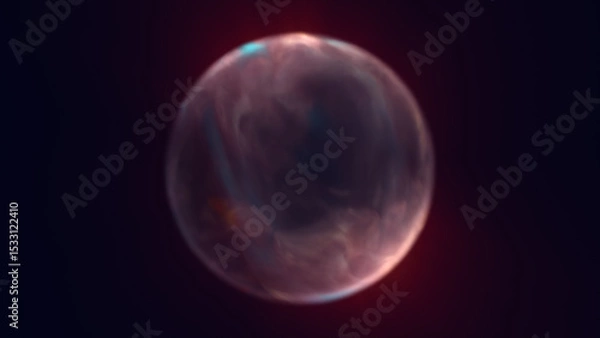 Obraz Soft red-tinted sphere with cloudy interior floating against dark background