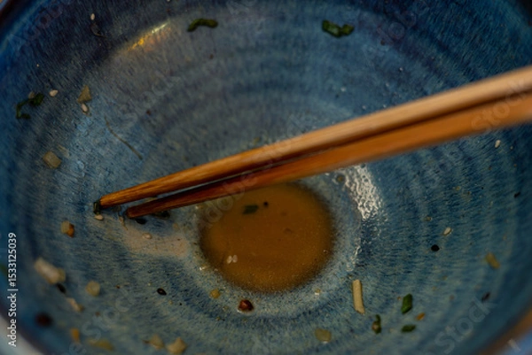 Fototapeta Empty Japanese Ramen Bowl After a Delicious Meal