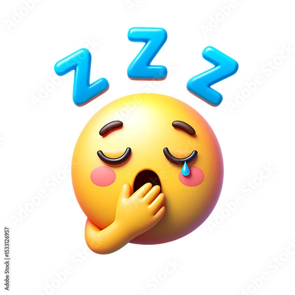 Obraz Sleepy Emoji 3D Render of a Yawning, Tired Face