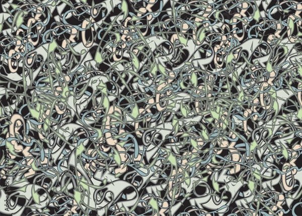 Fototapeta Chaotic linear or floral motifs for dynamic posters or fabric products. Autumn backdrop for covers, interiors, tiles, fashion trends, textiles, backgrounds or textures, prints or carpets, etc. Vector