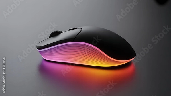 Fototapeta Illuminated Wireless Gaming Mouse with RGB Lighting