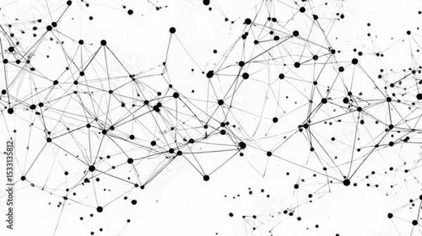 Obraz Abstract Black Lines Forming Geometric Network on White Background