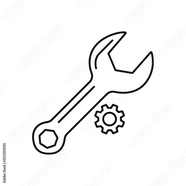 Fototapeta Vector icon of a wrench and gear representing tools and mechanics