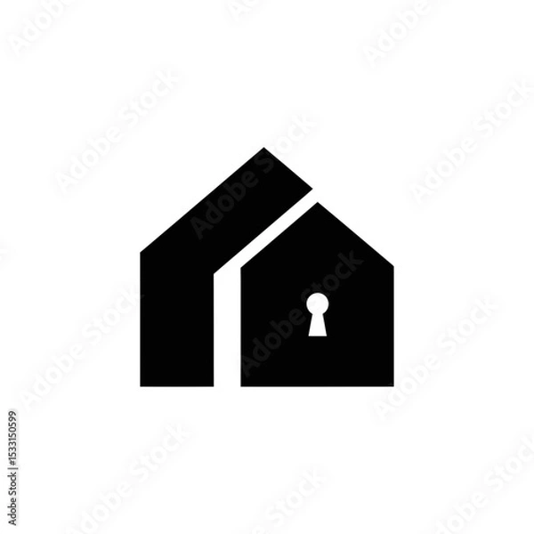 Fototapeta House icon with a keyhole symbolizing security and protection