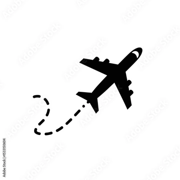 Fototapeta Airplane flying with a dotted trail icon