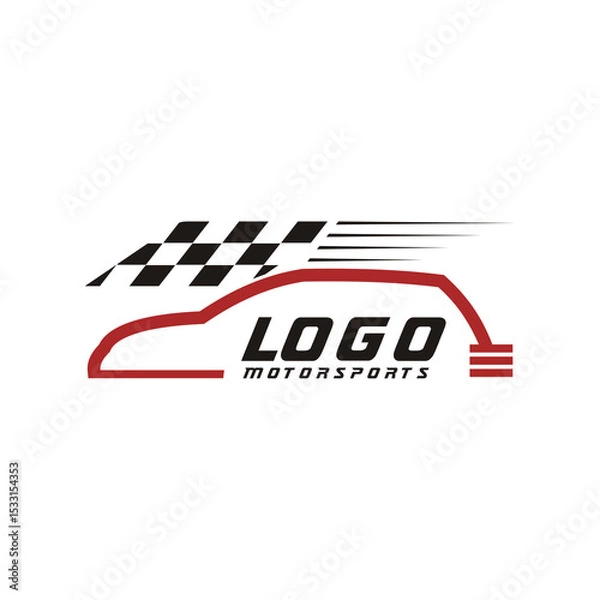 Fototapeta This car and racing flag logo is suitable for a racing car lover logo or a personal car. This logo looks great for your company.