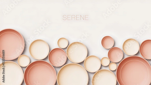 Obraz Serene Abstract Background with Nested Circles in Peach and Cream Tones