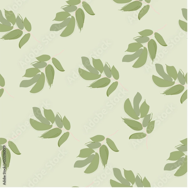 Fototapeta Seamless pattern with elegant botanical leaves in a light and charming style. Delicate linework and soft design create a gentle, airy feel. Perfect for fabrics, wallpapers, greeting cards, packaging, 