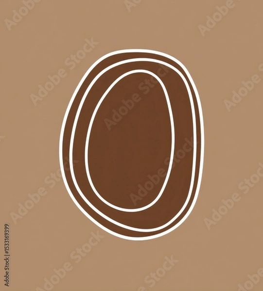 Fototapeta Abstract brown and beige oval layered design on a muted background