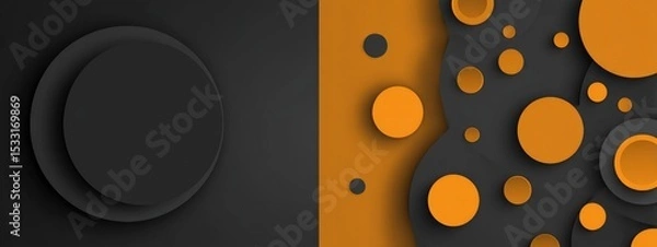 Fototapeta Abstract dark gray and orange layered circles