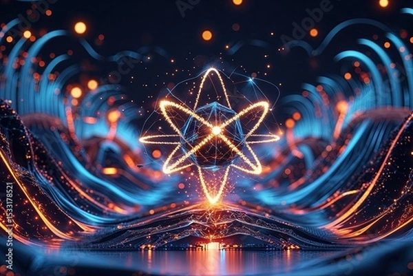 Fototapeta Explosive Quantum Computing Visualization with Wave Dynamics and Rhythm