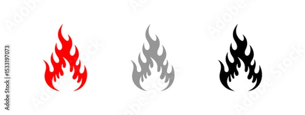 Obraz Isolated Flame Icons in Red Gray and Black on a White Background