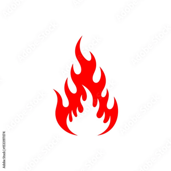 Obraz Stylized red Flames on a White Background Depicting Burning Heat