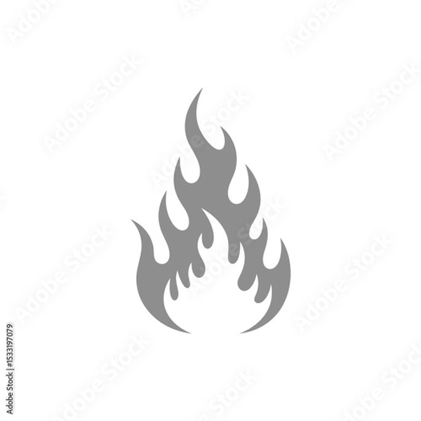 Obraz Abstract Fire Flame Symbol in Gray on White Background Isolated