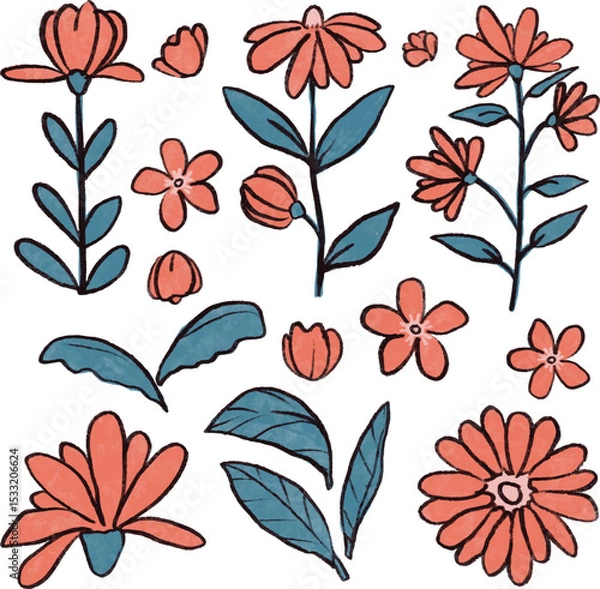 Fototapeta seamless pattern with flowers
