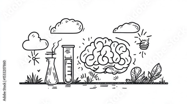 Fototapeta Brain, science, and growth concept