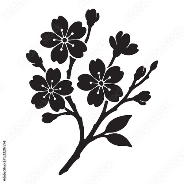 Obraz Cherry Blossom Branch Silhouette A Stunning Floral Design Eleme