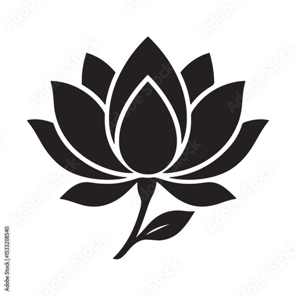 Obraz Lotus Flower Illustration Simple, Black and White Floral Design