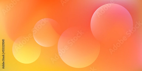 Fototapeta Vibrant fluid orange, red and yellow vector mesh gradient background with light round shapes. Soft shiny sun digital watercolor print for fire flame concept, lava explosion design, liquid banner