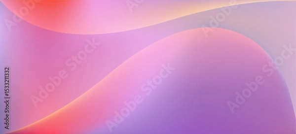 Fototapeta Abstract bright fluid light violet and reddish pink mesh gradient background with wavy shapes. Abstract lilac, purple and rose colors liquid digital watercolor for sunset sky design, banner, cover