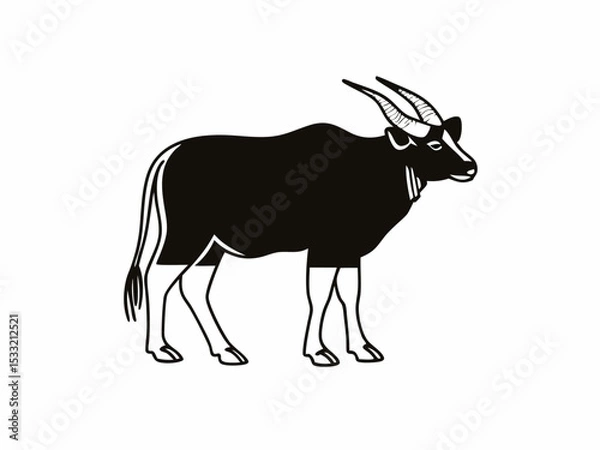 Fototapeta Majestic Banteng A Striking Black and White Illustration of a Wild Ox