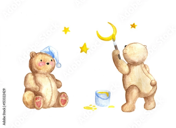Fototapeta Watercolor bears