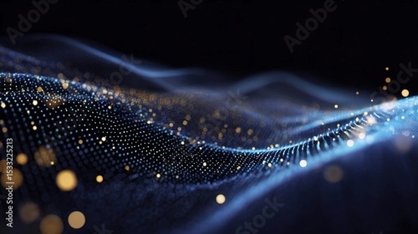 Fototapeta Abstract Digital Wave with Glowing Particles in Motion Background