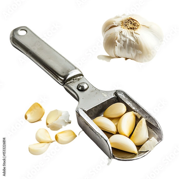 Fototapeta Garlic Press isolated on white and transparent background
