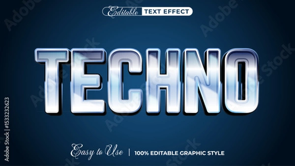 Obraz techno editable text effect, lettering typography font style