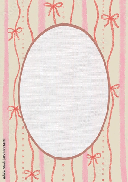 Fototapeta Ribbon bow invitation background. Coquette texture.
