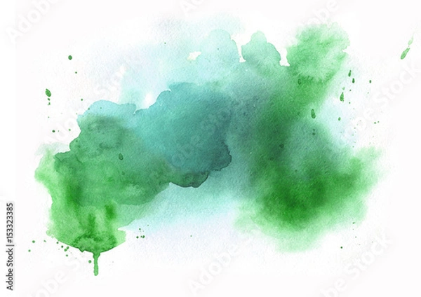 Fototapeta Watrcolor abstract green texture background