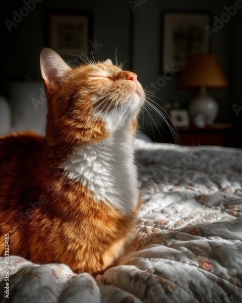 Obraz Orange and White Cat Relaxing in a Sunbeam