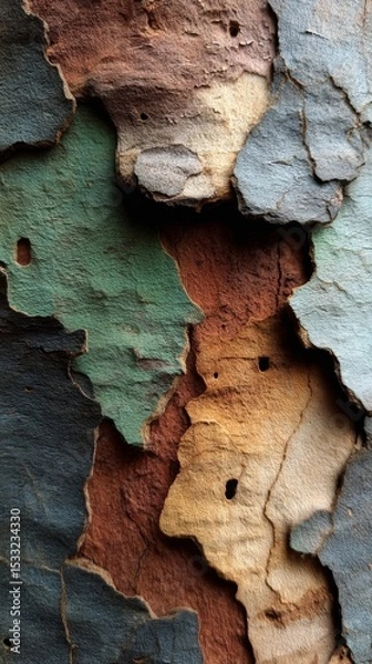 Obraz Closeup of Colorful Peeling Tree Bark Texture