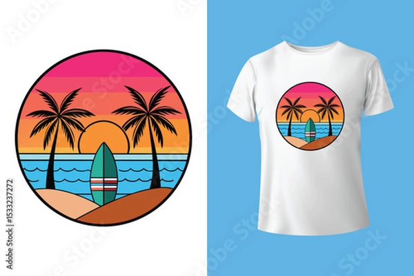 Fototapeta summer beach vacation and holidays t shirt design template for all