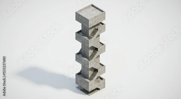 Obraz Vertical architectural structure with spiral staircase