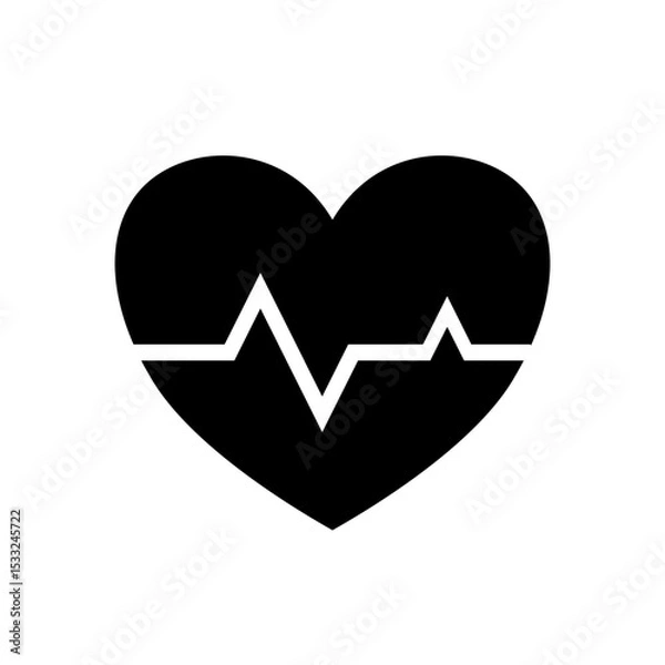 Fototapeta Heartbeat Icon – Heart with ECG Line Symbol