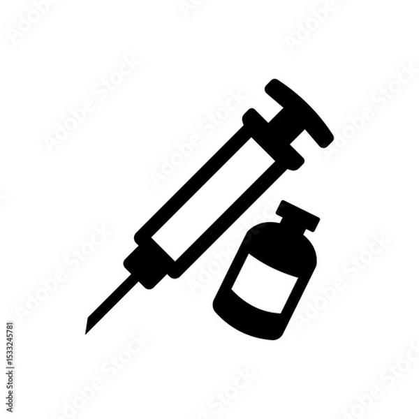 Fototapeta Syringe and Vaccine Icon – Flat Style Medical Injection Symbol