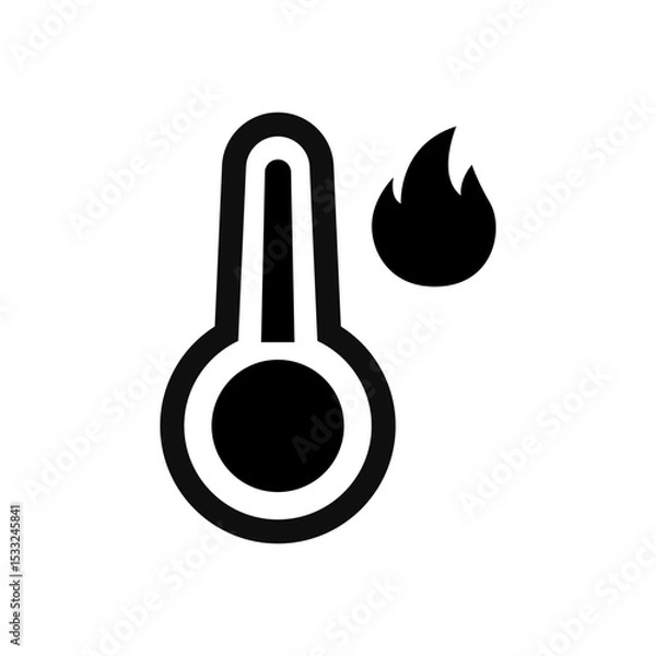 Fototapeta Thermometer with Flame Icon – High Temperature or Fever Symbol