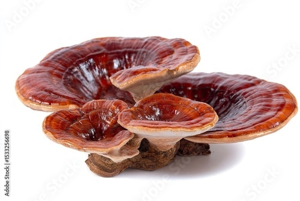 Fototapeta Dried lingzhi mushroom isolated on white background with clipping path