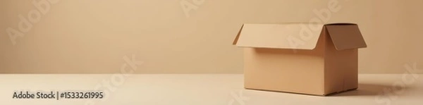 Obraz Small brown cardboard box for shipping mock up, brown box, cardboard box, package box
