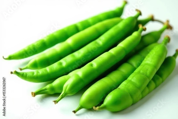 Obraz Vibrant green beans, freshly harvested, isolated , photography, image, macro