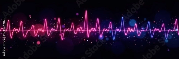 Fototapeta Abstract brainwave EEG pattern, isolated on black , diagnosis, pattern, neurology