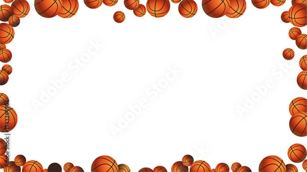 Fototapeta Basketball frame is forming rectangular border on transparent background, featuring orange balls