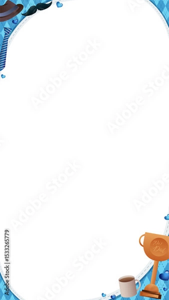 Fototapeta Flat design Dad icons are showing in frame with trophy, mug, transparent background, copy space
