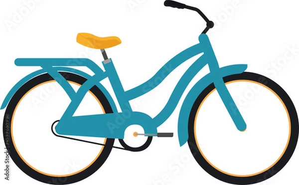 Obraz Flat design commuter bicycle is appearing with mustard saddle, transparent background, copy space