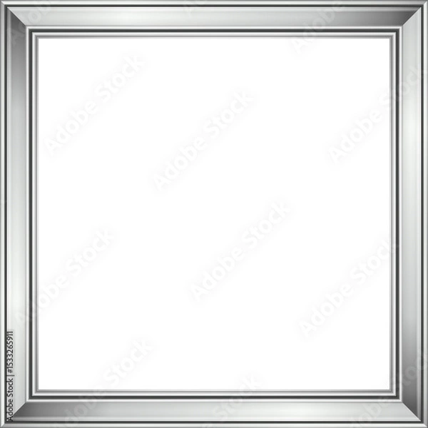 Fototapeta 3D render ornate silver frame is being displayed on transparent backdrop showing flat teal interior