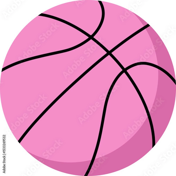 Fototapeta Pink basketball is being displayed in flat vector design on transparent background